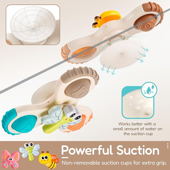 Pop Suction Cup Spinner Airplane Travel Toys for 1 Year Old Boy Girl | Novelty Spinning Tops Infant 12 18 Months,1 2 Year Old Boy Birthday Gift for Toddlers ,Sensory Baby Bath Toy Kids Ages 1-3