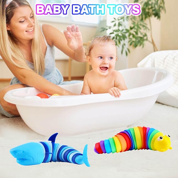 Kabvy Sensory Slug and Shark Fidget Toys, Stress Relief Toys for Kids 3+ | Slug & shark sensory fidget toys, autism & ADHD anxiety relief, travel play, classroom prizes, party favors, ages 3+