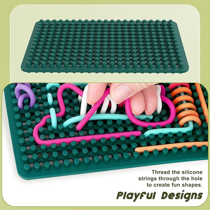 Fidget Toys for Kids 3+, Sensory Activity Knitted Board with 20 Strings | Sensory Toys for Toddler Adults, for Stress Relief, Calming, Focus, ADHD and Autism, Silicone Travel Airplane Essentials Toys
