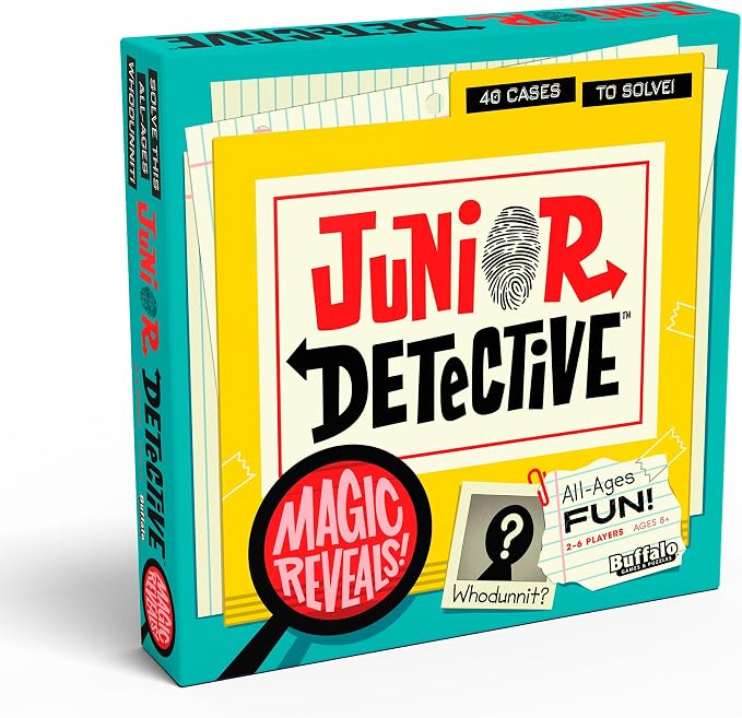 Buffalo Games Junior Detective Board Games for Kids 6-8, Family Board Games | Cooperative Clue-Solving, Hidden Clue Decoder, Quick Setup, 2-6 Players, For Kids 8-12, Family Board Games, Trust-Based Play