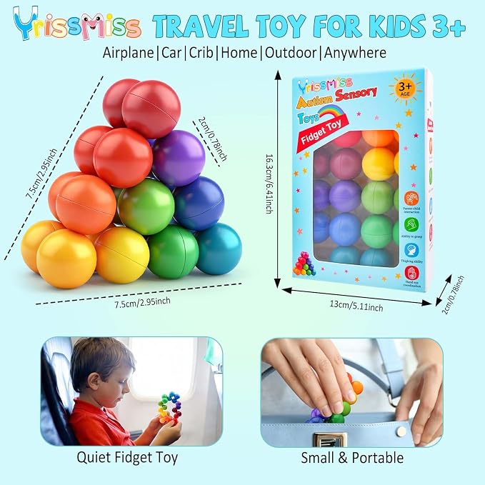 Yrissmiss Autism Sensory Toys for Autistic Children, Fidget Toys for Adults Kids, Autism Toy for Toddlers, Airplane Car Travel for Kids Ages 3+ Easter Basket Stuffers Gifts for Kids Boys Girls