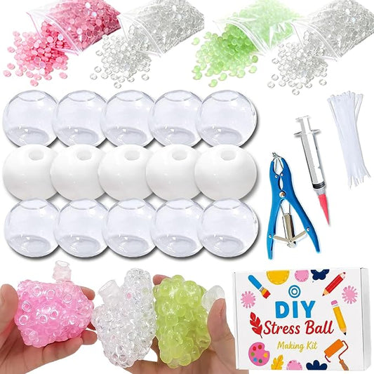 Donpidd DIY Stress Ball Making Kit with Fillers-15 Stress Balls Skins-Squishy Making Kit- DIY Craft Kits Stress Balls - Handmade Make Your Own Stress Ball Kit for Adults - Crunchy Relaxing