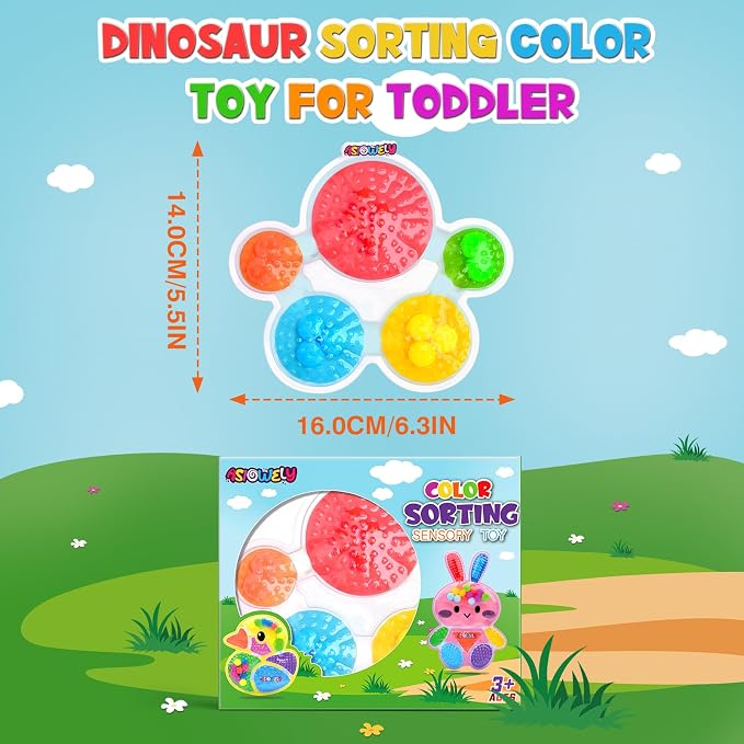 Color Sorting Sensory Toys for Kids with Autism Toddler Toys for Airplane Travel Road Trip Preschool Montessori Toys Fine Motor Skills Palm Easter Basket Stuffers Gifts for Kids Boys Girls