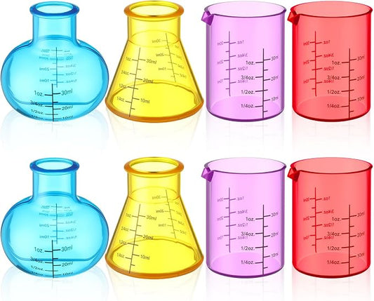 8 Pcs Science Measuring Flask Set for Kids | Graduated Cylinder, 30ml, Colorful, Science Kits for Kids, Ideal for DIY and Lab Experiment, PS Plastic