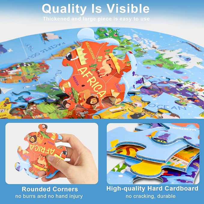 DIGOBAY World Map Jigsaw Puzzle for Kids 4-8, 70 Piece Large Round Floor Puzzles for Kids Ages Toddler Puzzle Globe Geography Games Educational Toys Birthday for Children | Large Round Big Kids Toddler Puzzle Globe Geography Games Educational Puzzles T...