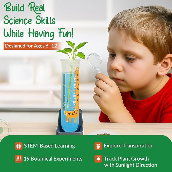 Plant Growing Science Kit for Kids - 19 Botany Experiments with Hydroponic Growing, Root Science & Transpiration - STEM Gardening Gift for Boys & Girls - Birthday Gift Ages 8, 9, 10, 11, 12