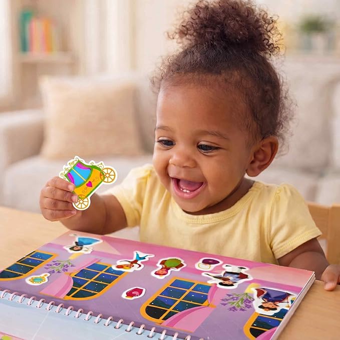 QUOKKA Jelly Sticker Books for Toddlers 1-3, 10 Fairy Tale Themes Unicorn Princess Mermaid, 40+ Large Thick Reusable Stickers, Waterproof Washable Toddler Activity Busy Book, Travel Toy | 10 Fairy Tale Themes with Unicorn, Princess, Mermaid - Waterproo...