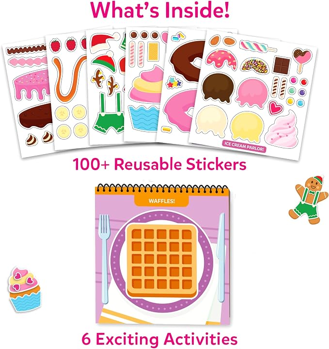 Skillmatics Peelies – Dessert Chef, Reusable Stickers, Gift for Toddlers | 100+ Reusable Stickers, Mess-Free Fun for Preschoolers, Travel Toy, Kids Ages 3, 4, 5, 6, 7