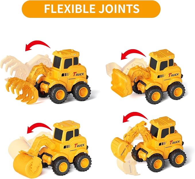 Olbyefly Construction Toys for 2 3 4 5 6 + Year Old Boys Kids Toddlers Girls, Sandbox Excavator Toy Trucks Construction Truck Toys Vehicles Bulldozer Road Roller Toy Christmas Birthday Gifts for Boys