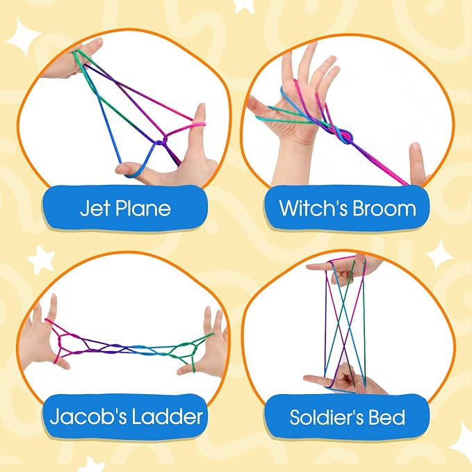 Kasfalci String Game Book Kit - Gifts for 8 9 10 11 12 Year Old Girl - Classic Finger String Figures Toy - Travel Toys for Boys Girls Ages 6-12