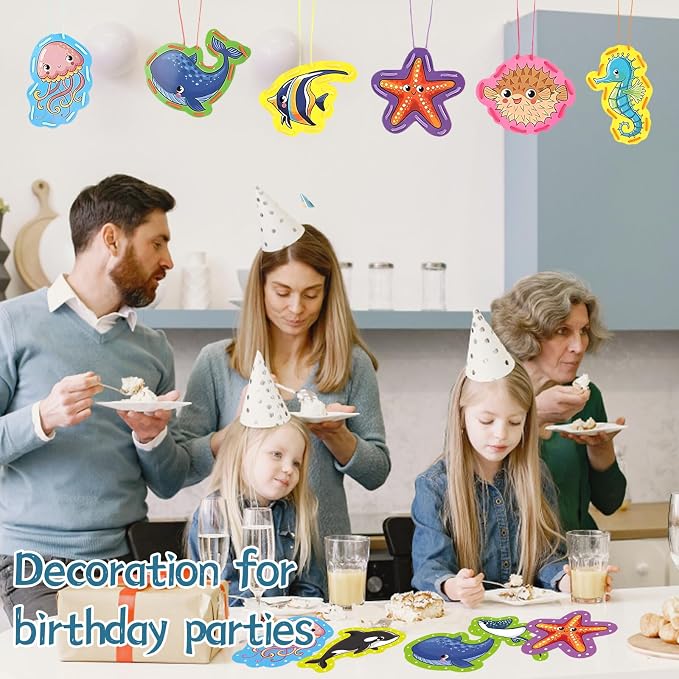 Ocean Animal Lacing Card Set for Kids, 12 Colorful Lacing Cards and Laces, Fun DIY Craft Project for Toddlers, Preschoolers, Perfect for Home and Classroom Activities, Ocean-Themed Design