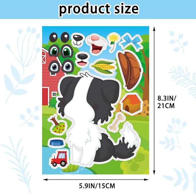 24 Sheets Make a Face Farm Animal Stickers for Kids Party Favors | Make Your Own Farm Stickers Birthday Decorations Supplies, Toddlers Crafts Activities Gifts Goodie Bags Stuffers Games