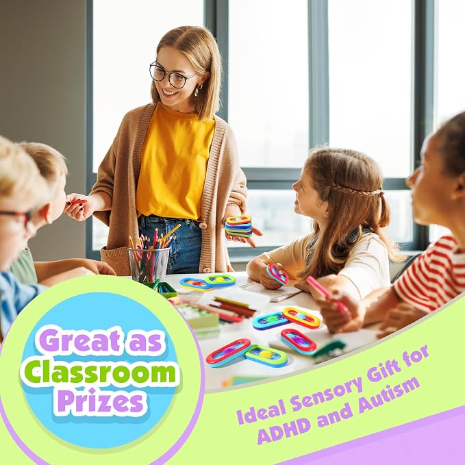 Sensory Marble Fidget Bulk for Kids Classroom 18 Pack Autism Worry Stones | Gel Filled Quiet Textured Worry Stones for Classroom Prizes Treasure Box, ADHD Calming Toys and Travel Gifts Special Needs