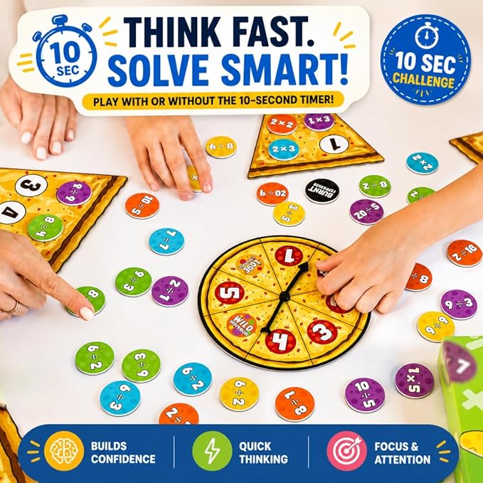 Matheroni Pepperoni Math Games for Kids 8-12, Multiplication and Division | 3rd-6th Grade STEM Board Game, Homeschool & Classroom Learning, Educational & Fun Pizza Game for 8+ year old