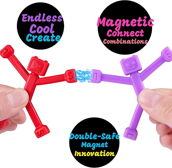 24pcs Magnetic Robote Figures for Kids 3-8 Travel STEM Fidget Toy | Safe ASTM-certified, Quiet Play for Airplane Car Trips Restaurant, Develops Creativity for Classroom Rewards Stocking Stuffer