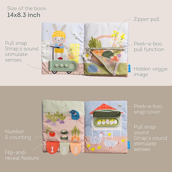 Taf Toys Busy Book for Toddlers 1-3 - Montessori Toys for 1 2 Year Old Boy Girl Birthday Gifts - Busy Book with Zippers, Buckles, Laces - Educational Learning Travel Toy Activity Books