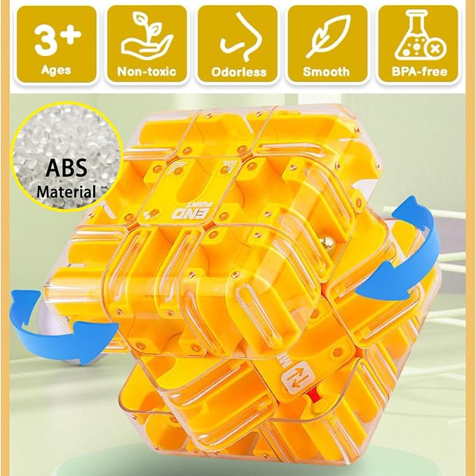 Large 3D Labyrinth Cube Puzzle, Puzzles Maze Cube Ball for Kids, Education Sensory Toys Rubik Race Game Spatial Awareness Brain Training Toy for Stress Relief for Adults Teens(Green)