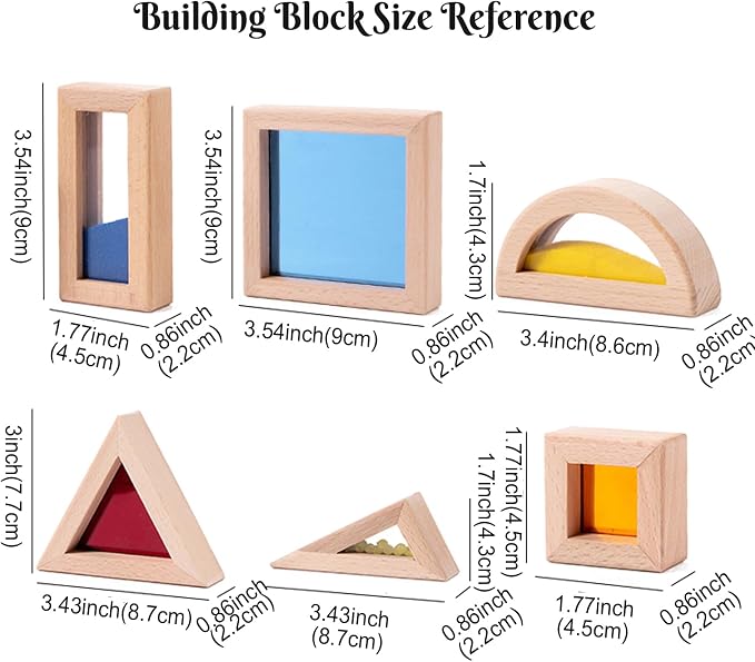 Dinhon 23PCS Sensory Blocks for Toddlers 1-3 & Kids 4-8 - Large Montessori Wooden Building Blocks with Rainbow Colors, Stacking Toys for Boys Girls, Sensory Play & Preschool Learning, Toddler Gift