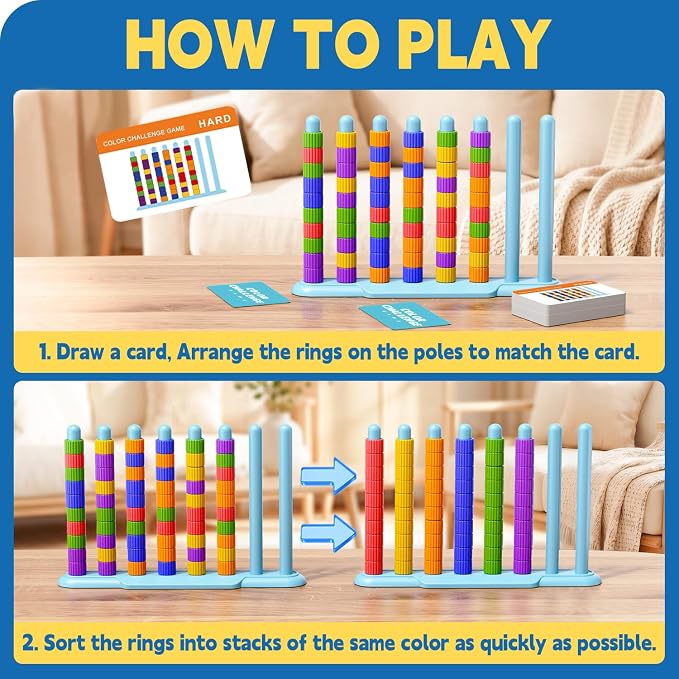 Color Challenge Game – A Quick-Thinking Color Matching Puzzle Game for Family Game Night and Parties Fun, Board Games for Kids 6-8-12 & Adults, Color Games Toys Gifts for Boy & Girl Birthday Christmas