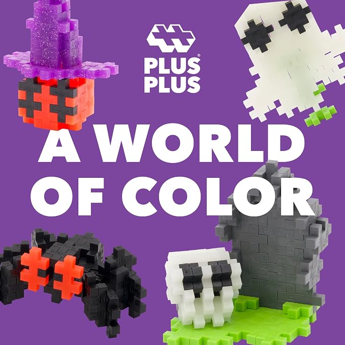 PLUS PLUS 240 Piece Spooky Mix - Mini Waffle Blocks, Halloween Must Haves | STEM Toys for Kids, Sensory Bin Fillers, Math Manipulatives, Classroom Must Haves, Gifts for Boys & Girls
