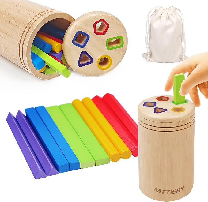 Montessori Wooden Stick Color Sorting Toys for 1+ Year Old | Preschool Learning Activities Educational Fine Motor Color Sorting Matching Game,1 2 3 Year Old Birthday Gifts for Boys Girls