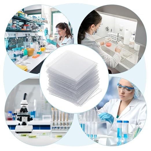 Luxshiny 100Pcs Clear Optical Slides 0.86 X 0.86 Inch Disposable Plastic Blank Microscope Slide for Lab Science Education Urine Tests Plants Flowers Specimens