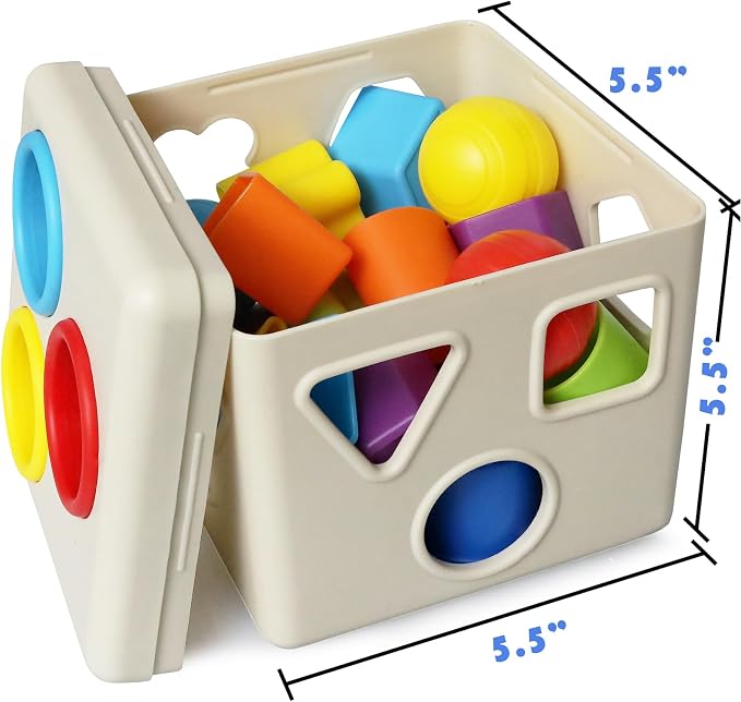 Kiddie Play Shape Sorter Learning Toys Toddlers Baby Blocks Sorting Cube