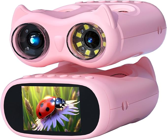 2.0" Pocket Kids Microscope, 2 in 1 1000X Handheld Digital Microscope & 10X Telescope for Kids - Science Kits STEM Toys - Gifts for Girls Boys Ages 3 4 5 6 7 8 9 10 11 12（Pink）