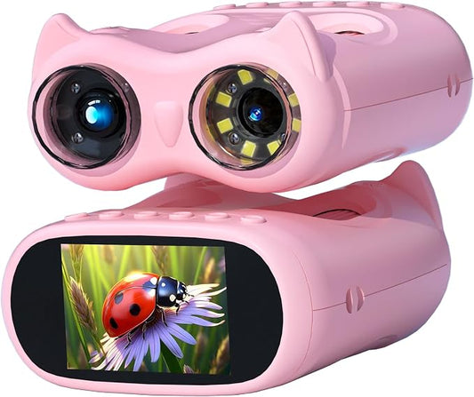2.0" Pocket Kids Microscope, 2 in 1 1000X Handheld Digital Microscope & 10X Telescope for Kids - Science Kits STEM Toys - Gifts for Girls Boys Ages 3 4 5 6 7 8 9 10 11 12（Pink）