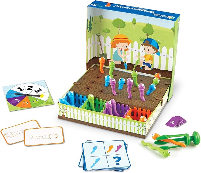 Learning Resources Wriggleworms Fine Motor Activity Set - Montessori Sensory Bin Toys, Gross Motor Skills, Toddler Games, Color Sorting, Preschool Classroom Must Haves, Gifts for Boys and Girls