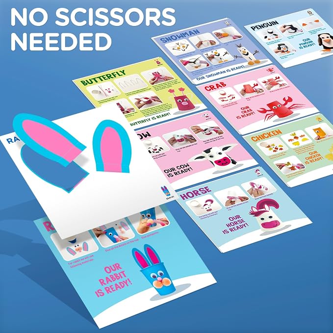 Arts and Crafts for Toddlers & Kids Ages 3-5 – Paper Cup Craft Kit, 8 Animal Projects – Fun Preschool Activity for Girls & Boys