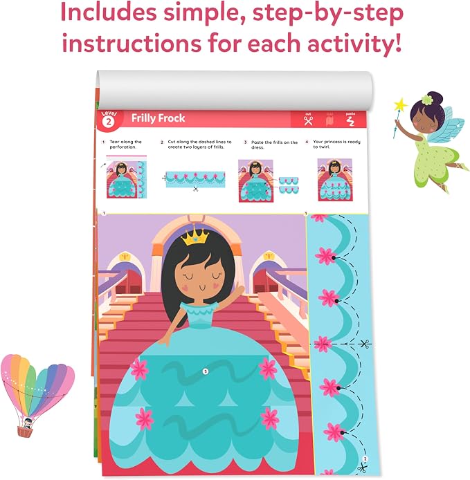 Skillmatics Snip Snip Unicorns & Princesses, Scissor Skills, Felt Craft Kit | Cutting Activity, Safety Scissors, Fine Motor Skills for Preschool, Screen-Free, Learning Toy, Girls & Boys Ages 3, 4, 5, 6