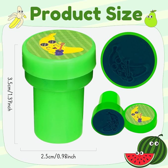 Cinrobiye 24 Pcs Summer Fruit Stampers Party Favor Set, Cute Fruit Stamps for Kids Birthday Party, Classroom Rewards, Carnival Prizes, Goody Bag Fillers, Summer Themed Party Supplies