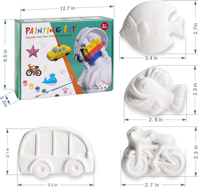 KODATEK Arts and Crafts for Kids 4-6, 80 Piece Kids Paint Kit Art Set | Ceramic Painting Kit, Easter Craft Activities Kits, Creative Art Activity Gift Toys for Boys Girls
