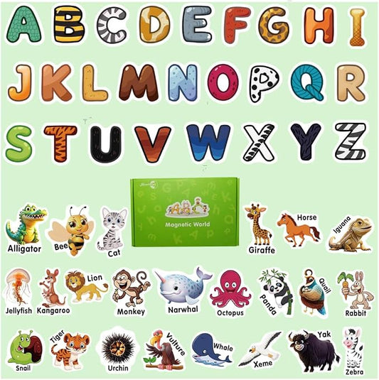 Animal Magnets Letter for Kids 52 PCS Educational Learning Toy | Fridge Magnetic,Cute Animal Refrigerator ABC Alphabet for Toddlers 1-3 ,Preschool Spelling Tool,Gifts