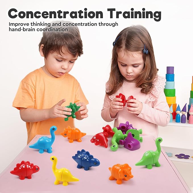 GKDOMS Montessori Matching Dinosaurs Snap and Pattern Match Learning Toy | 10pack, Matching & Sorting Game, Sensory Toy, Preschool Learning Activities, Educational Gifts, Ages3+