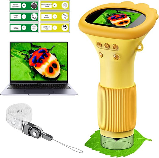WINWEND Kids Microscope Pocket Microscope -1000X Portable Microscope for Kid | Photo and Video Mini Microscopes | 2'' Digital Little Scientist Microscopes for 3-10 Age Years Old Boys Girls Toys Gifts