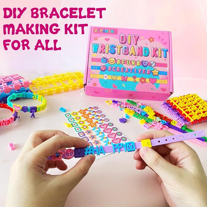 Friendship Bracelet Kit, DIY Jewelry Making Kit for Girl Ages 5-12 | Art & Craft Kits for Kids, Snap-On Design, Adjustable Strap, Personalized Name Bracelets, Sleepovers, Parties, Birthday Gifts