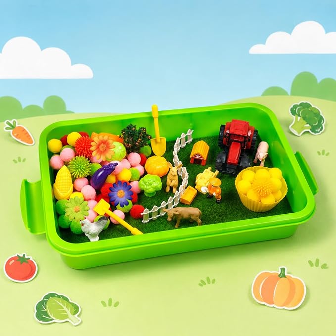 Cinrobiye 159 Pcs Farm Animal Learning Activity Set, Farm Sorting Game with Barnyard Animals, Fine Motor Activities, Preschool Learning Activities, Classroom Learning Centers, STEM Educational Games