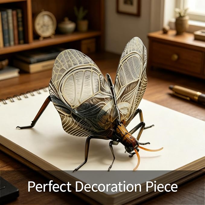 3D Acrylic Insect Puzzle DIY Bug Model Kit Animal STEM Gift | Building Kits Crafts Figurine Sculpture Nature Decoration Educational Display Toys for Kids Teens and Adults (Bell Cricket)