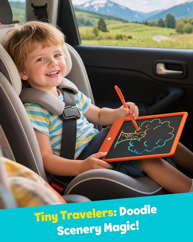 12 Inch LCD Writing Tablet for Kids, Coloring Drawing Pad, Mess Free Doodle Board, Airplane Travel Toys for Boys and Toddlers, Road Trip Essentials, Gifts for 3-8 Year Old Girls (Orange)