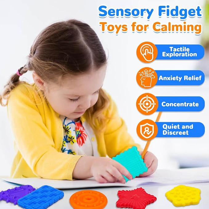 Sensory Fidget Toys for Kids Toddlers - Squishy Textured Sensory Fidget Toys for Kids with Autism, Fidgets for Classroom, Stress Anxiety Relief Toys Calm Down Toys for Boys Girls Gifts