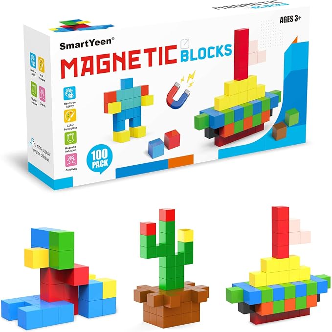 100PCS Magnetic Blocks,Magnetic Building Blocks for Toddlers Sensory & STEM Montessori Toys,Ideal Gifts for Boys Girls 3-8 Years Old