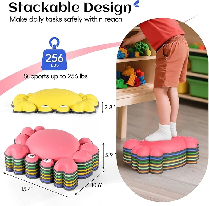 TOPNEW Stepping Stones for Kids, Non-Slip Balance Stepping Stones for Promoting Children's Coordination Skills, Toddler Stepping Stones Obstacle Course for Kids Age 3 4 5 6 7+