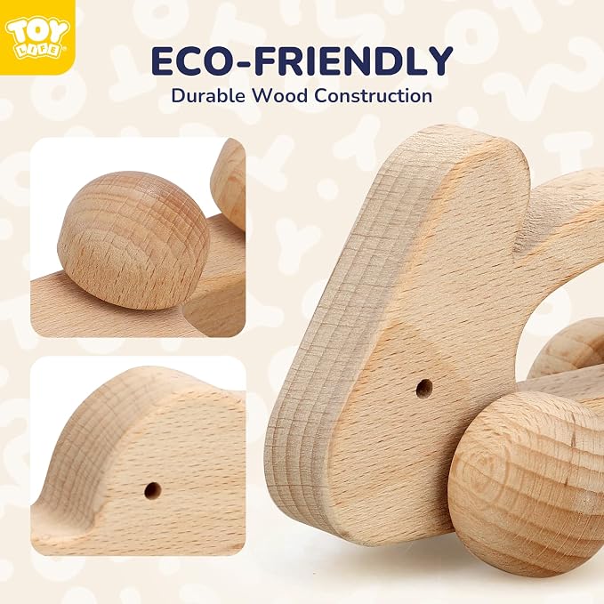 TOY Life Wooden Toys Cars, Montessori Baby Toys 6-12 Months, Wooden Baby Toys Rattle Cars for Toddlers 1-3, Baby Boy Nursery Decor, Montessori Toys for 1 Year Old Boy (Animal Set)