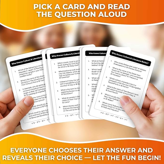 Quokka Card Games for Kids 8-12 - Board Family Games for Kids and Adults | Educational Trivia for Family Game Night and Travel Fun - Who Knows Culture and Literature Better 500+ Questions for Age 12+