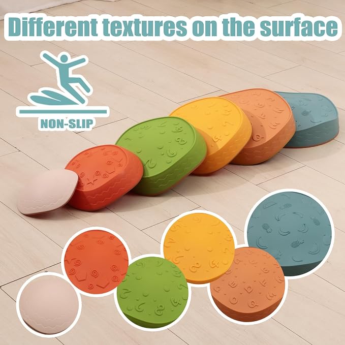 Fanboxk Stepping Stones for Kids,Non-Slip Toddler Sensory Toy | Sensory Balance Stepping Stones for Promoting Toddler Balance Coordination Skills,Up to 220 LBS for Indoors or Outdoors Play