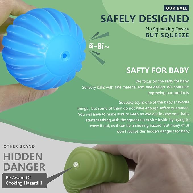 Sensory Balls for Baby Sensory Baby Toys 6 to 12 Months for Toddlers 1-3, Bright Color Textured Multi Soft Ball Gift Sets, Montessori Toys for Babies 6-12 Months Infant Toys (6 Pack)