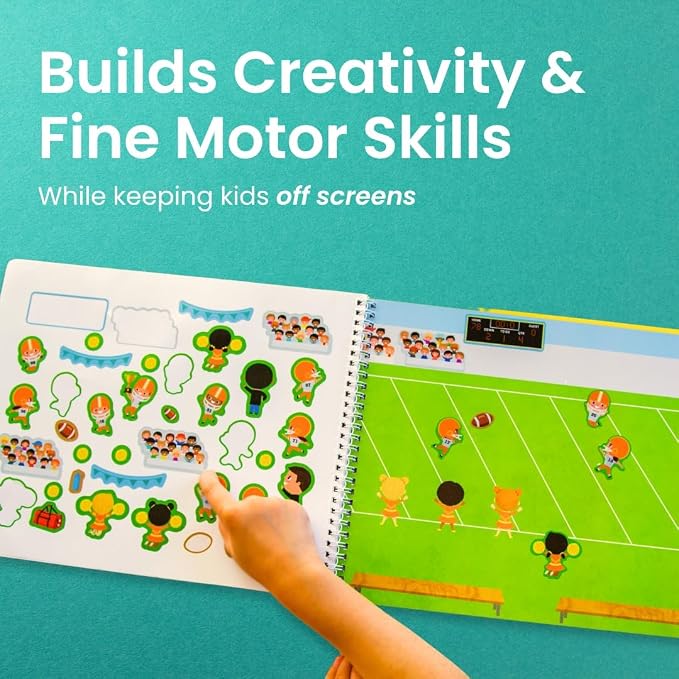 All Kinds of Sports 500+ Kids Sticker Book by Cupkin Fun Toddler Travel Activity Coloring and Sticker Book, Road Trip Essentials, 12 Coloring Pages 12 Scenes for Ages 2–8 Years