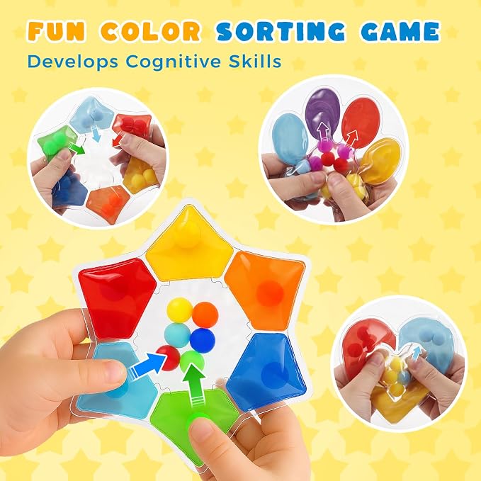 LovesTown 6-Pack Color Sorting Toys, Shape Matching Game for Kids | Sensory Fidget Toys For Color Shape Recognition, Fine Motor Skills, Hand-Eye Coordination, Travel Essential, Goodie Bags